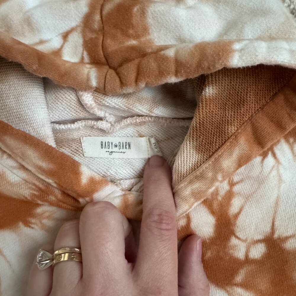 Baby Barn Organics Hooded Sweatshirt | 0–6 Months | Orange Tie Dye - Picture 2 of 3